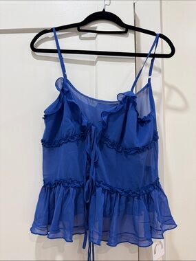 Commense Royal Blue Ruffle Tie-Front Camisole